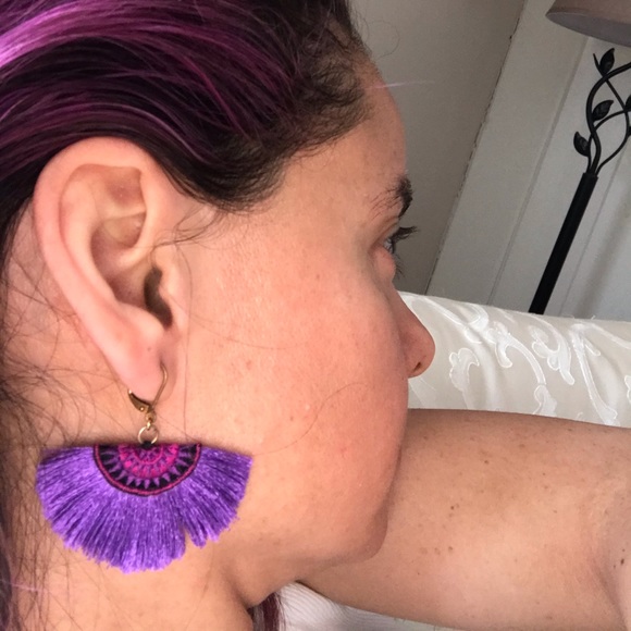 Shashi Sophie Fan Earrings in purple - Picture 8 of 8